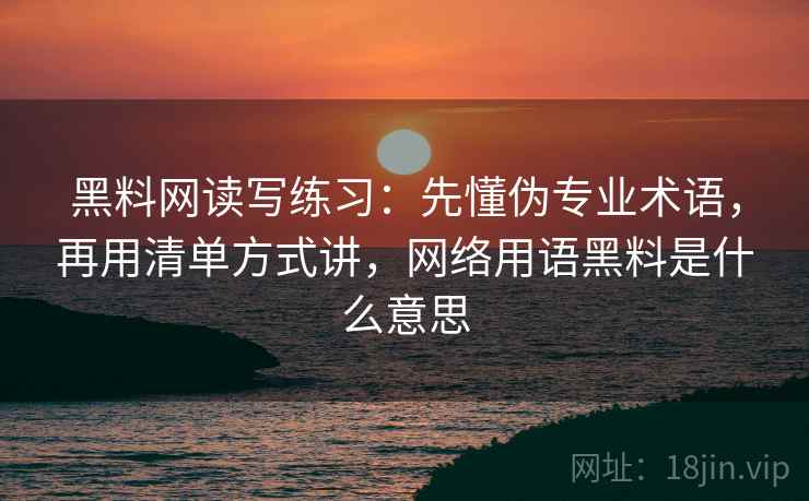 黑料网读写练习：先懂伪专业术语，再用清单方式讲，网络用语黑料是什么意思